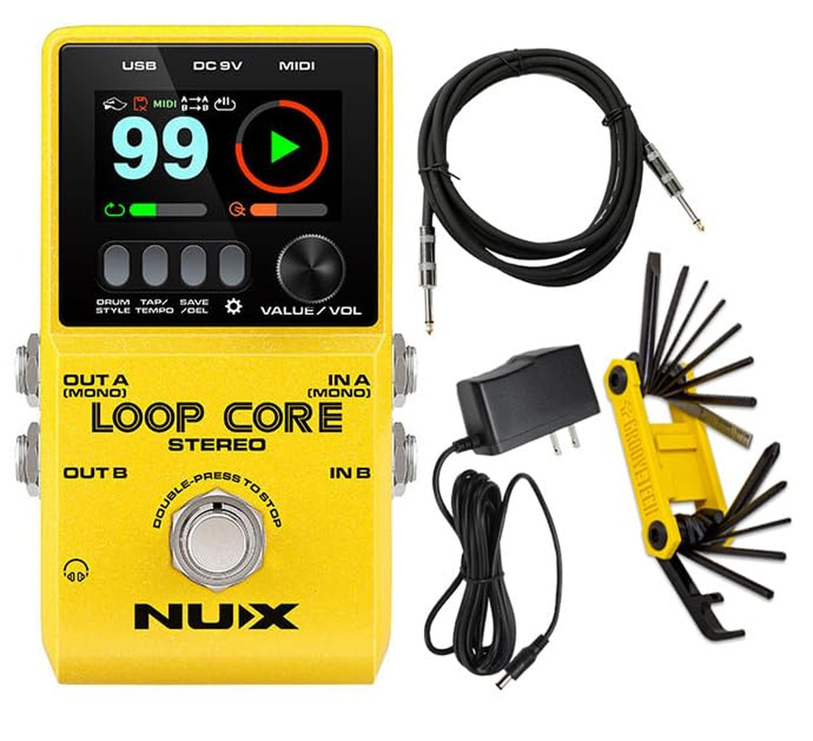 NUX Loop Core Stereo Guitar Effects Looper Pedal, 6 hr Record Time, Stereo Au...
