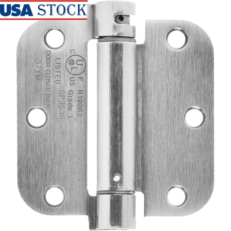 Self Closing Door Hinge Durable Steel Satin Nickel Finish 1 Pack 5/8 Radius New