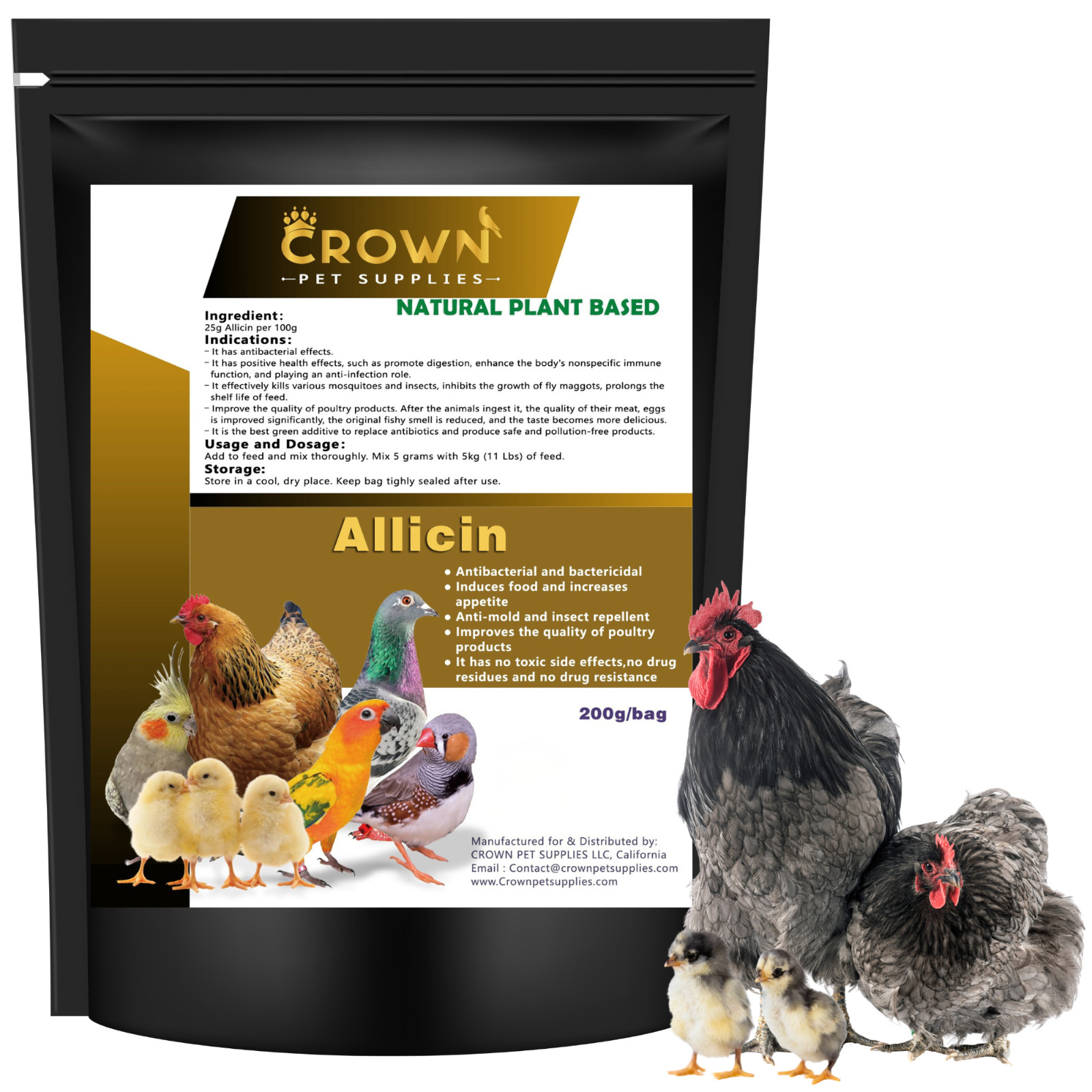 Allicin Antibacterial & Bactericidal Natural Plant Based Powder Poultry & Birds