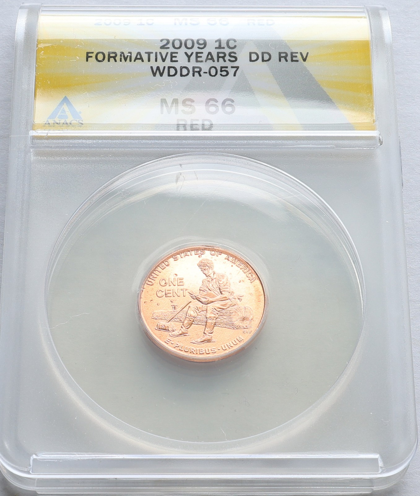 2009 Lincoln MS66RD Error ANACS Double Die Cent WDDR-057 DDR 1c Formative Years