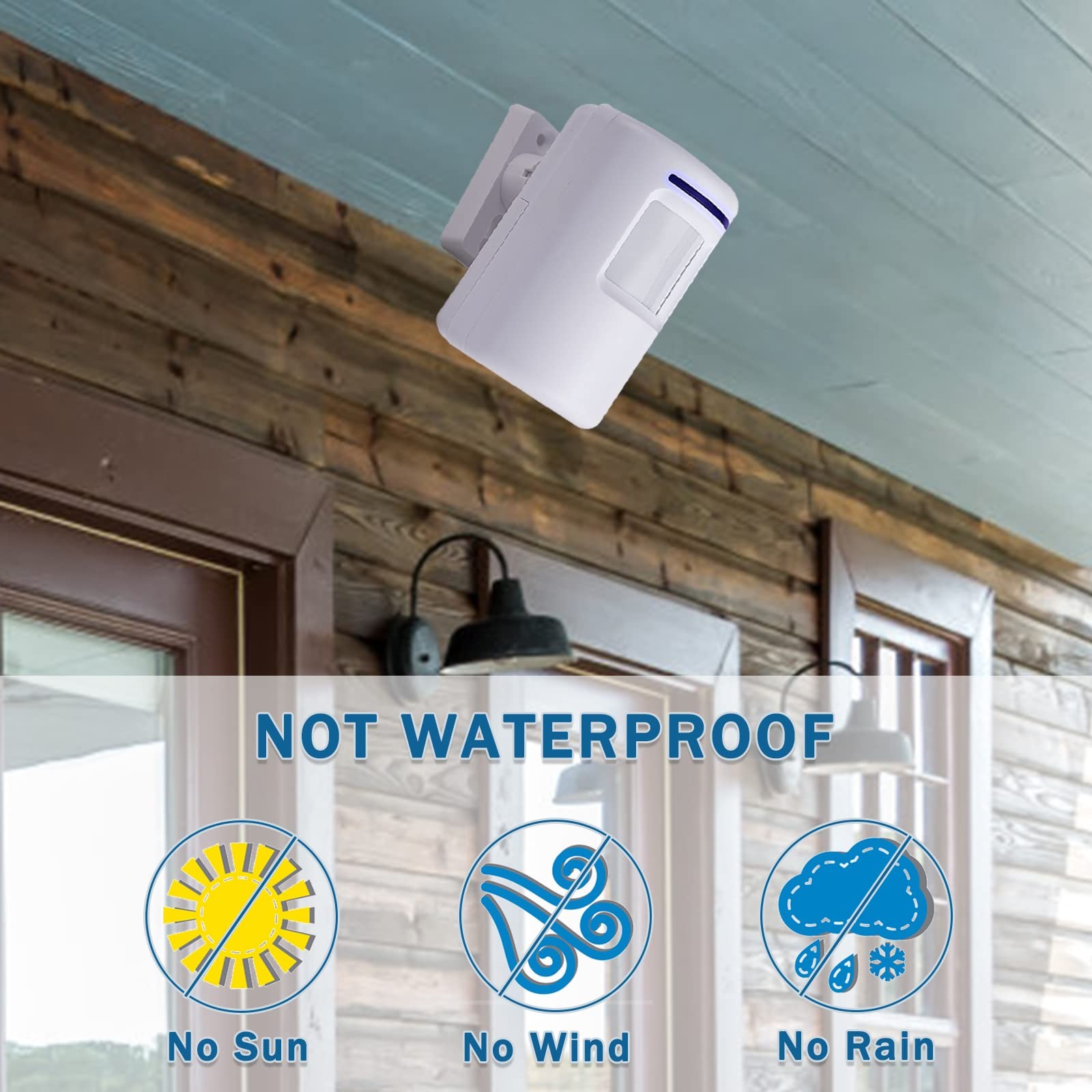 Seanme Motion Sensor Alarm, Wireless Driveway Home Security White