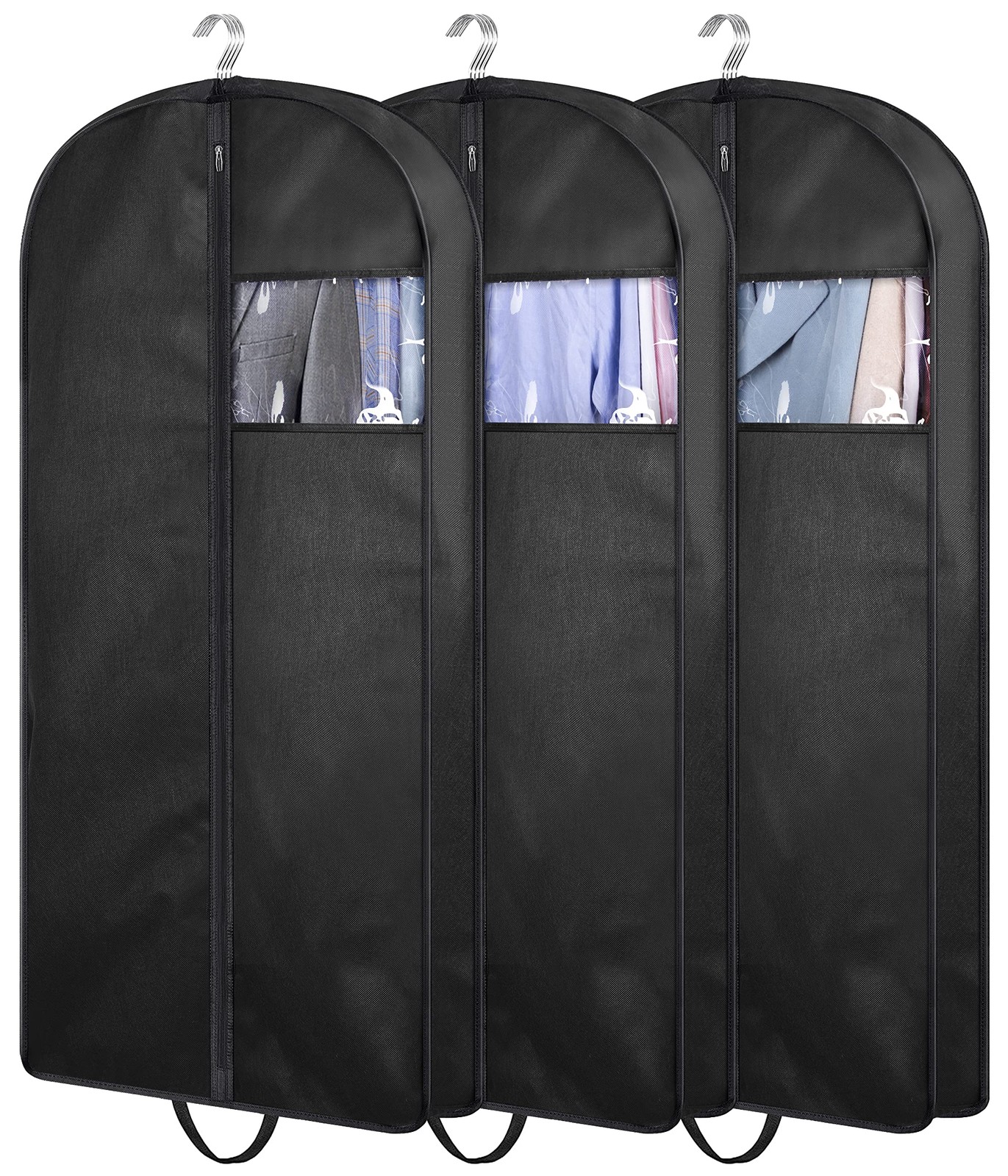 KIMBORA 43" Suit Bags for Closet Storage and Travel, Gusseted 43", Black