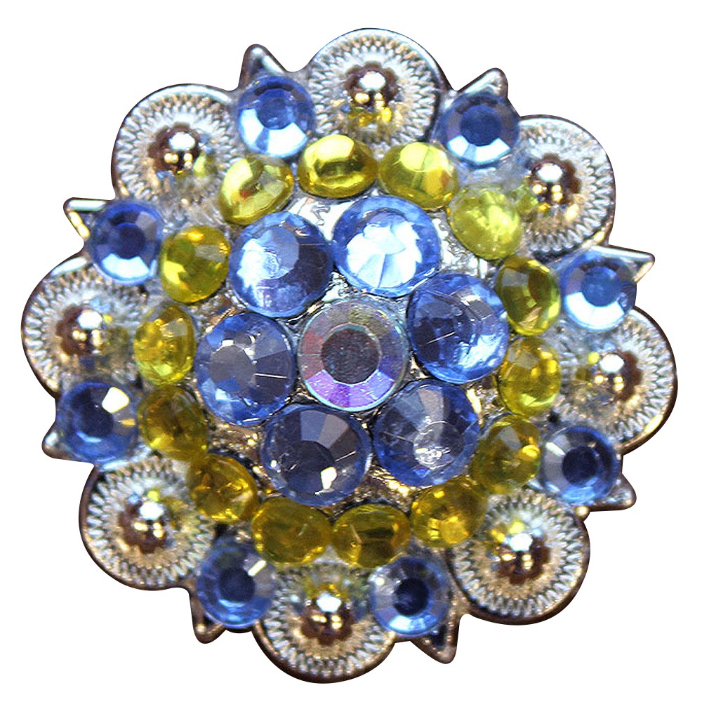 HILASON Set of 2 Screw Back Concho Purple Lemon Crystals 1-1/4In Saddle Crystal
