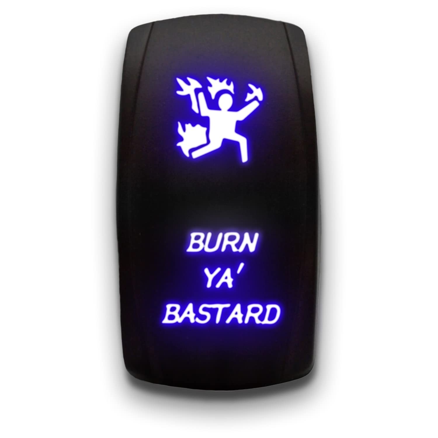 Burn YA Bastard Blue Laser Etched Toggle Switch 5-Pin Maintained Waterproof