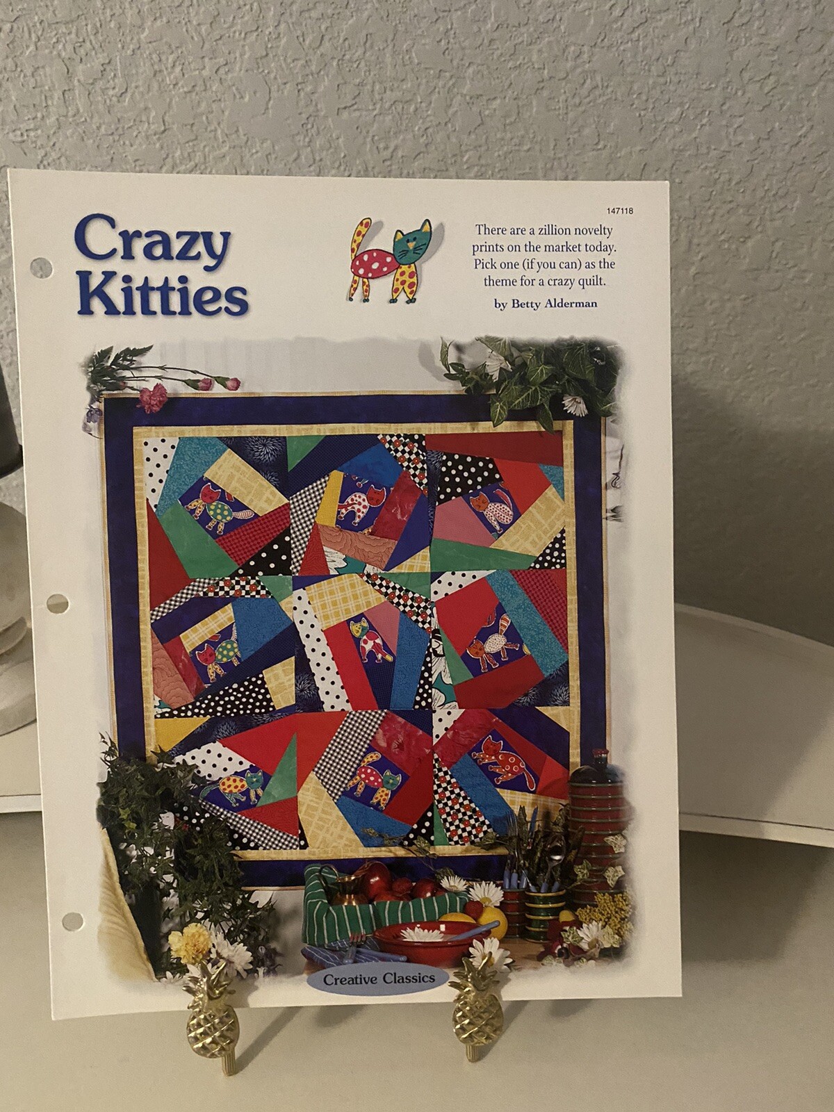 Crazy Kitties Wall Quilt Pattern Oxmoor House Vtg