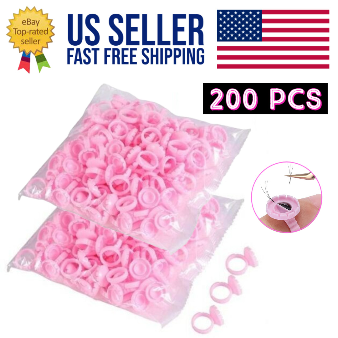 200 pcs Glue Rings for Eyelash Extension, Volume Lash Fan Blossom Glue Cups