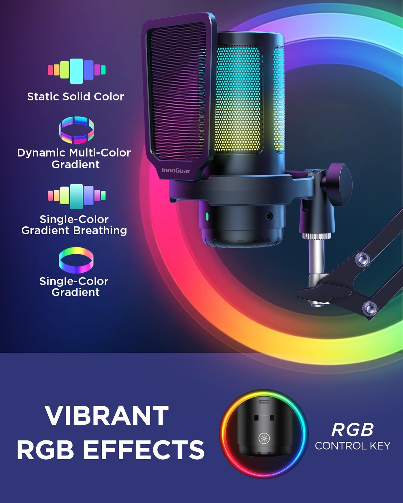 Gaming USB Microphone with Noise Cancellation for Streaming & PC