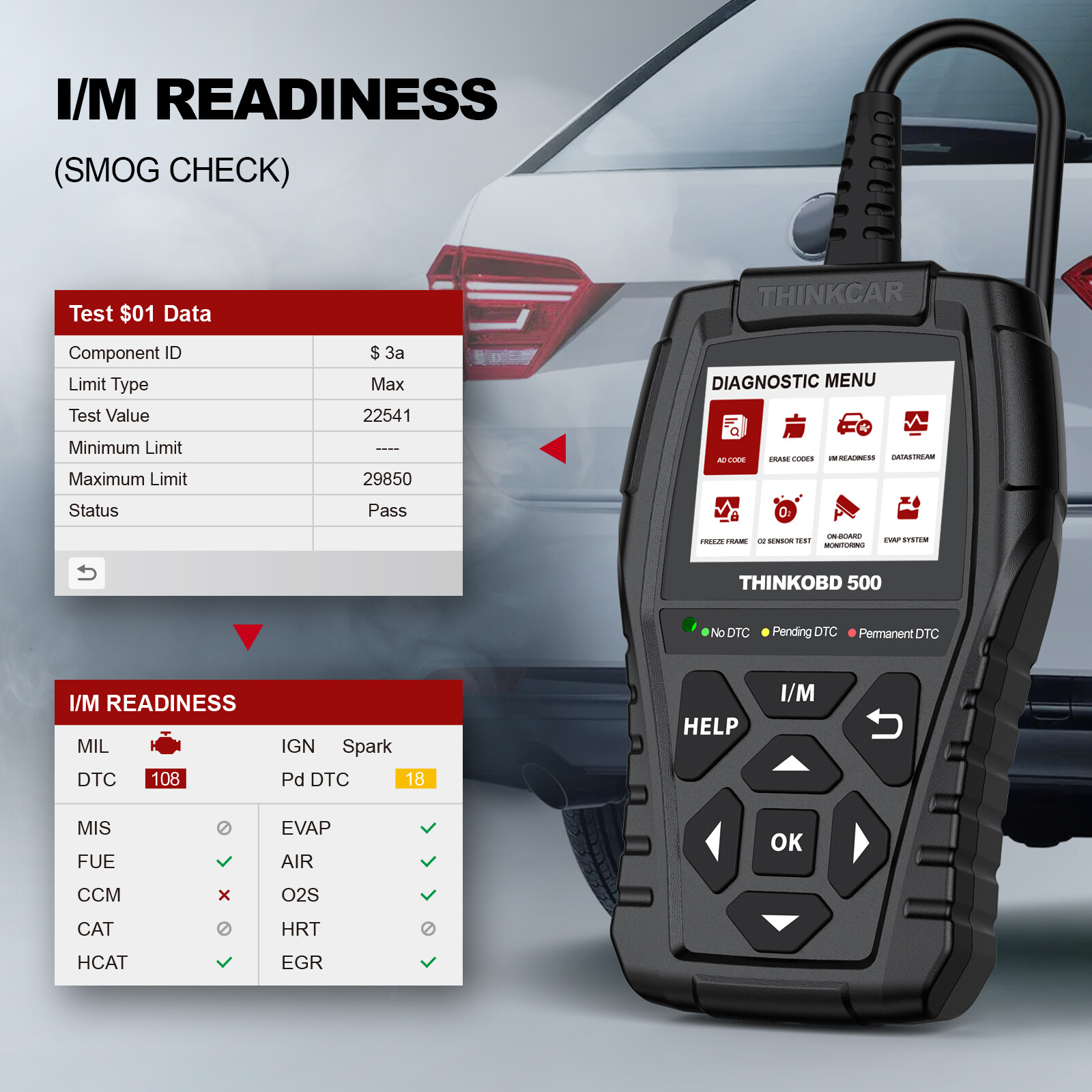THINKOBD500 Automotive OBD2 Scanner Car Diagnostic Tool Code Reader Engine Fault