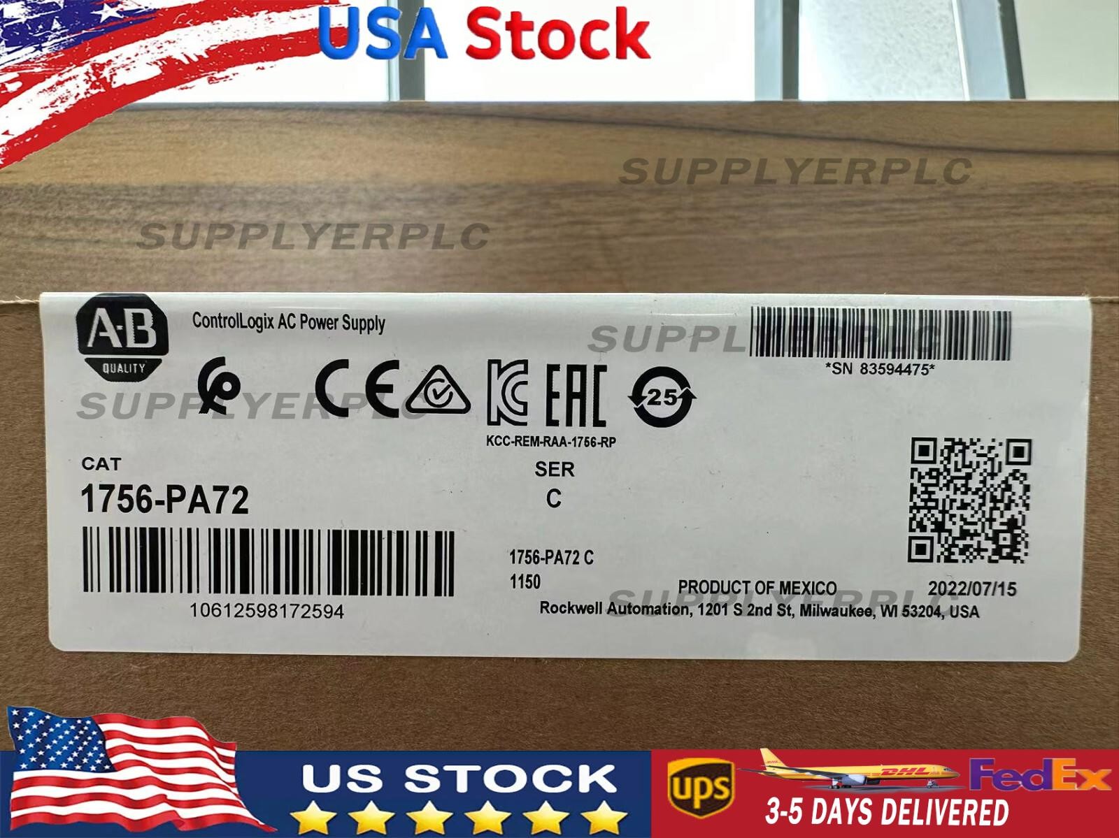 1756-PA72 Allen Bradley In BOX AC Power Supply Module New Sealed 1756PA72