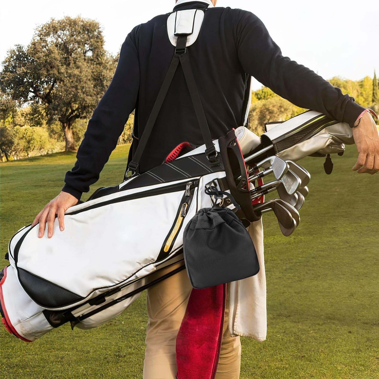 Golf Valuables Pouch,Golf Tee Pouch with Drawstrings,Nylon Golf Accessory Bag...