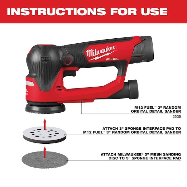 Milwaukee Tool & Equipment 48-80-6402 Sponge Interface Pad, Hook And Loop, Round