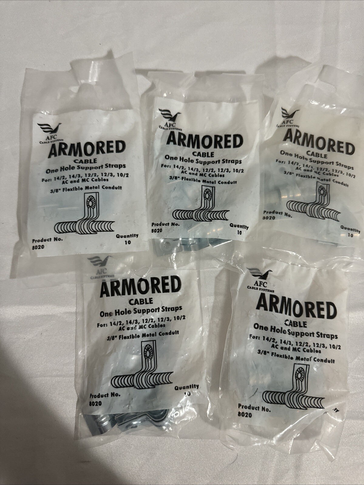 Lot 5 Pack - Armored Cable Support Straps 50 Pieces