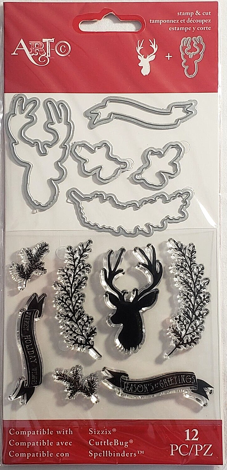 ART-C Clear Stamps & Cutting Dies - REINDEER - 12 pcs