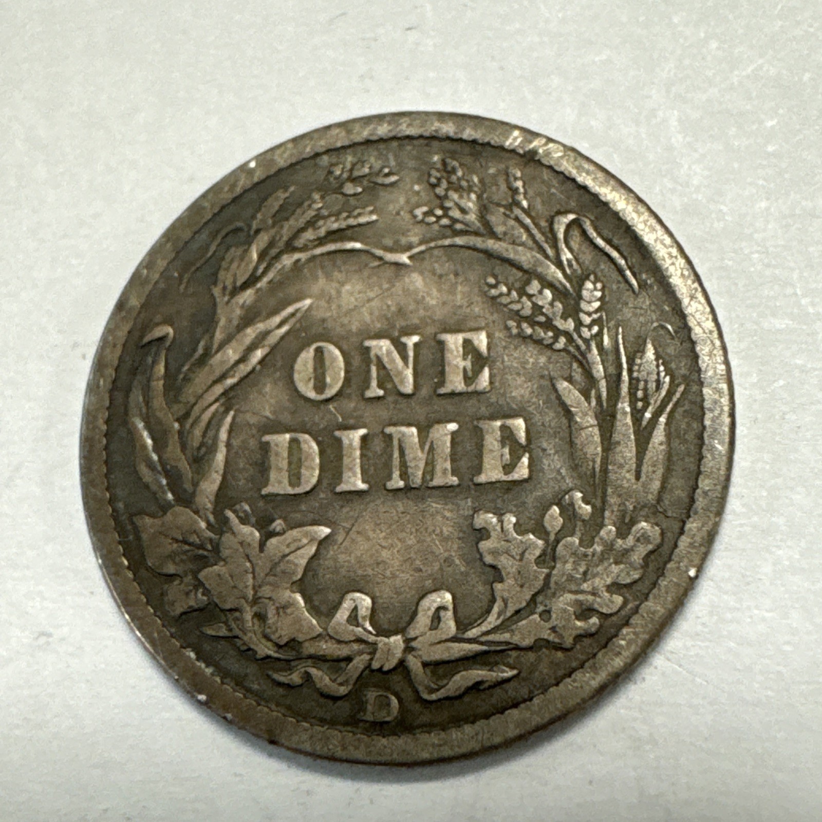 1911-D Barber Silver Dime VF Details Scratched