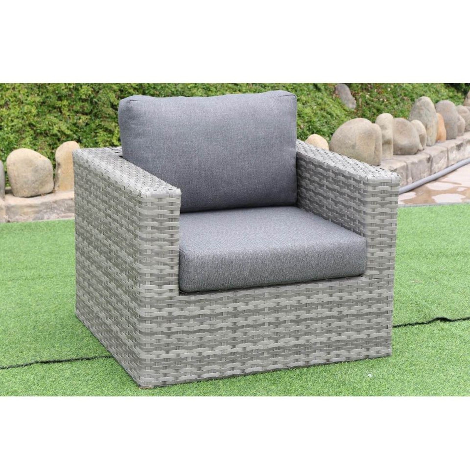 Sunhaven Kensington Outdoor Faux Wicker Club Chair New - Gray, Fully Assembled