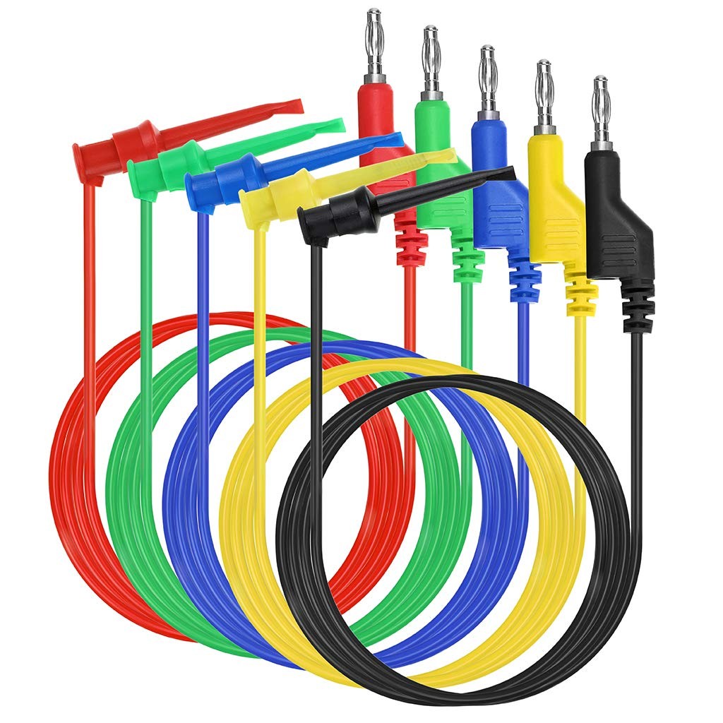 39 Inch Multimeter Test Lead Set - 5 Pcs Stackable Banana Plug to Test Hook W...