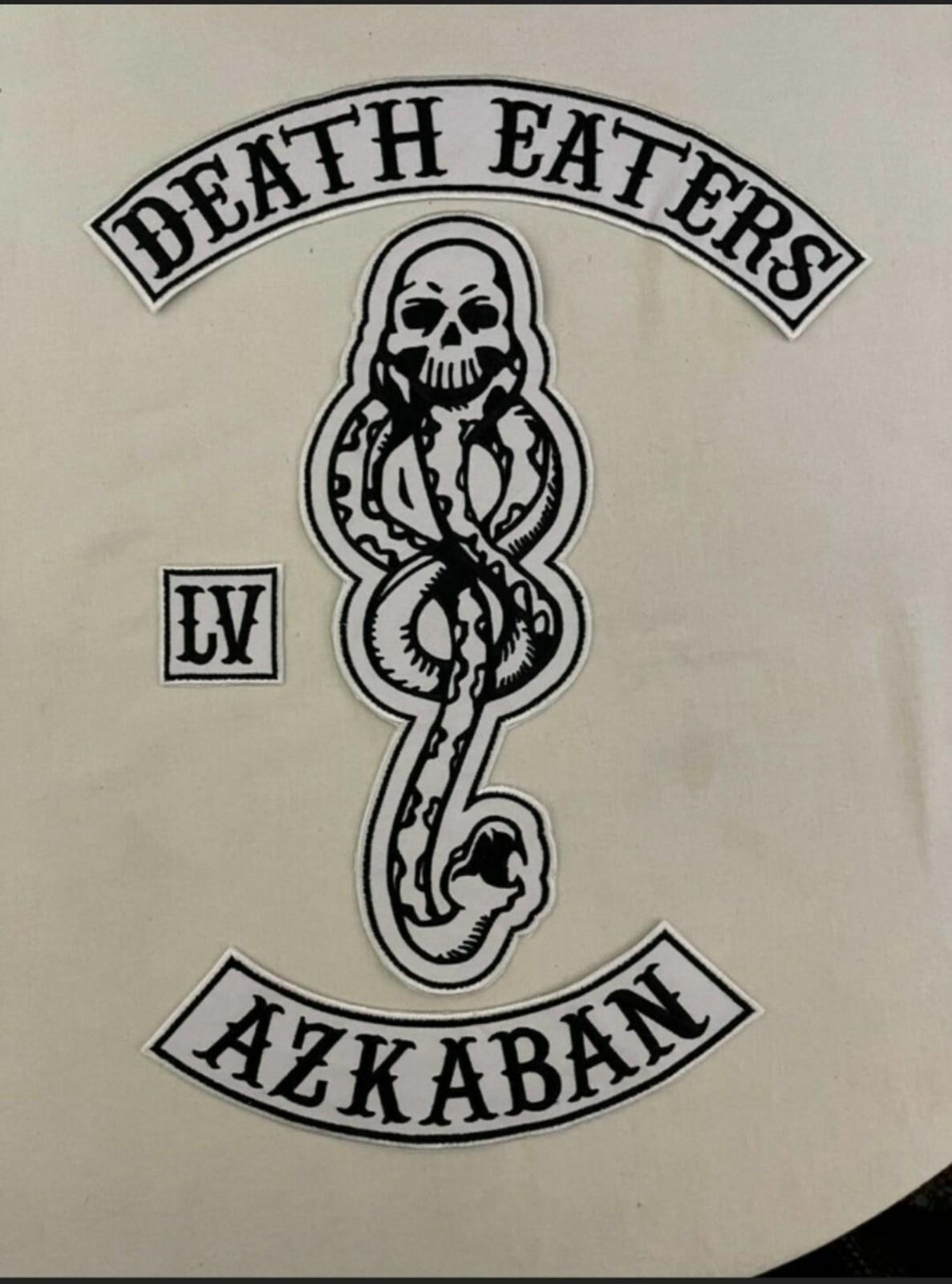 Death Eaters Biker Patch Set  4pc Dark Mark Azkaban Wizard Vest Embroidered Prop