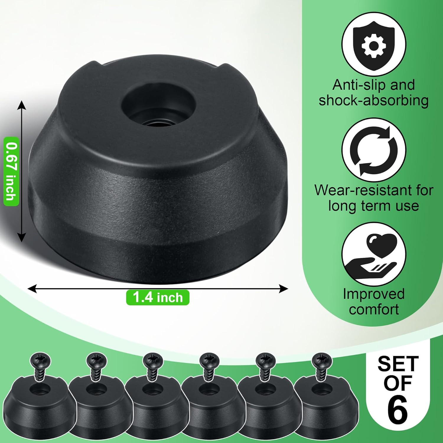 Replacement Screw-in Rubber Cane Tips Feet Suitable for Hurrycane Black