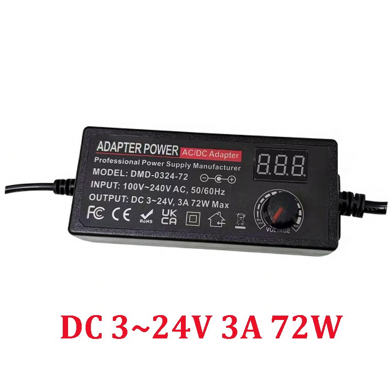 72W Power Supply DC 3V~24V Adjustable Variable Universal Switching AC/DC Adapter