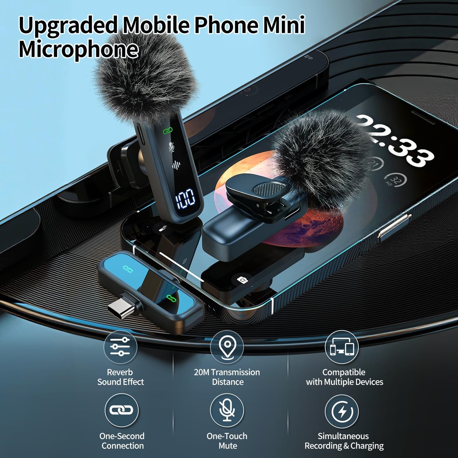 yAyusi Magnetic Vlogging Kit for iPhone/Android, 71" Auto Face Tracking black