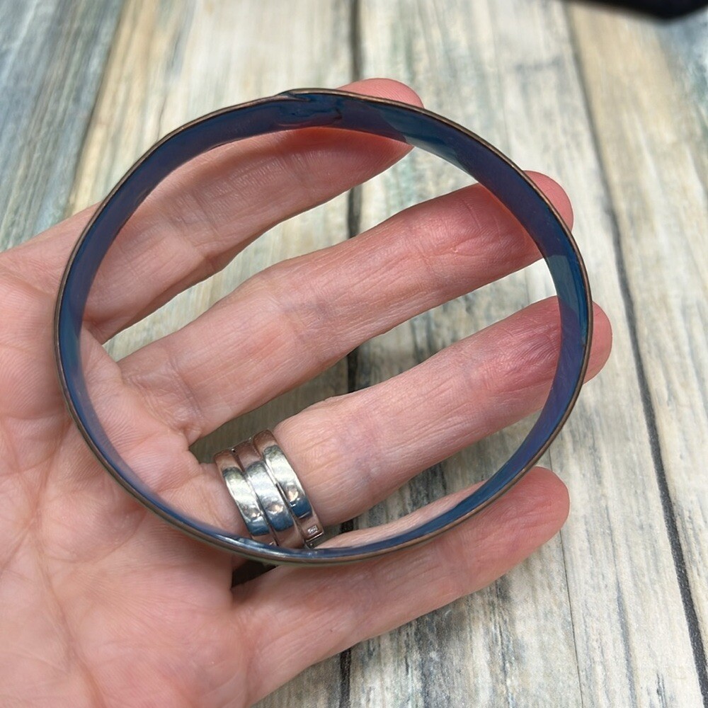 Enamel on copper bangle bracelet artisan size 8”
