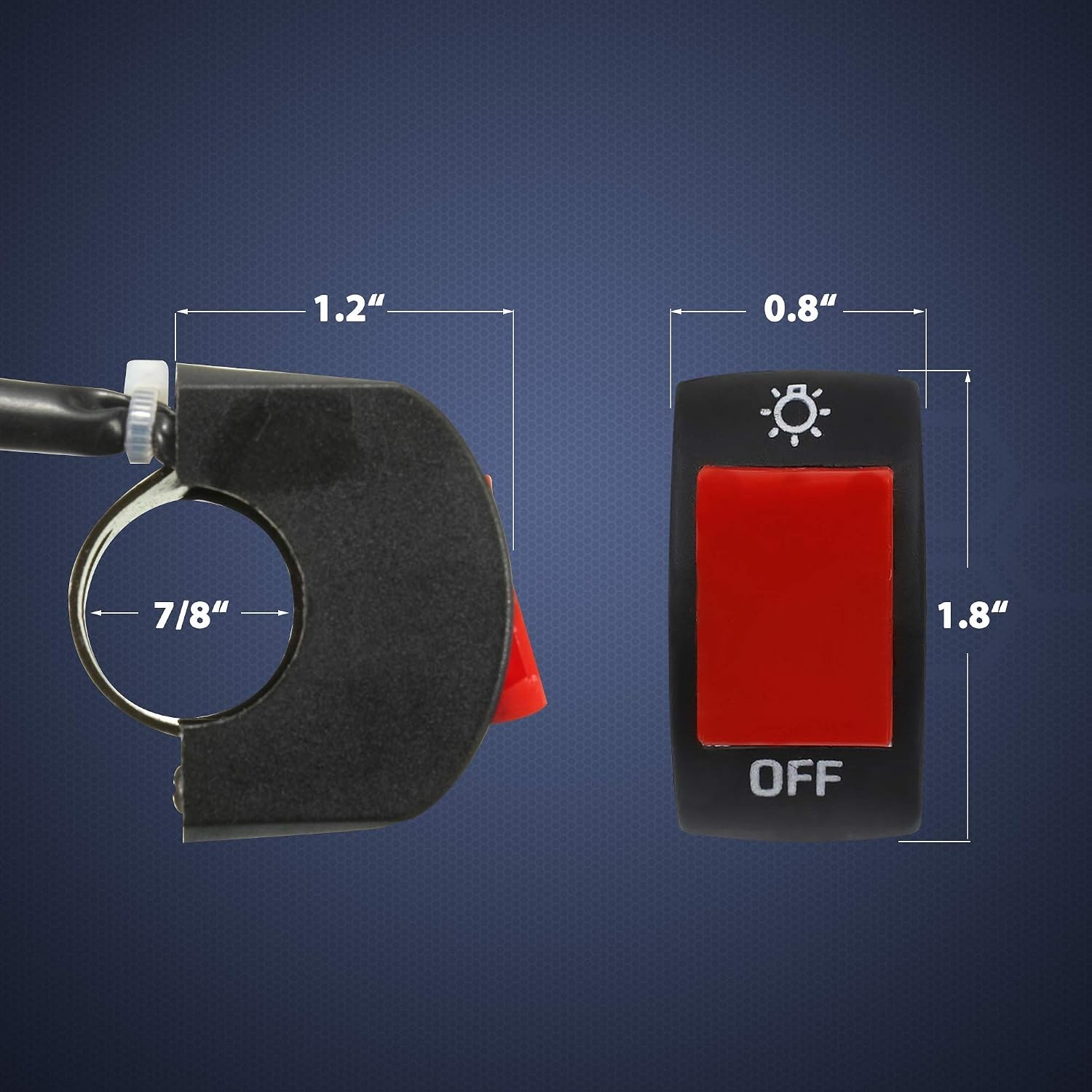 Red Handlebar Push Button Switch - Universal Fit for Motorcycles and Scooters