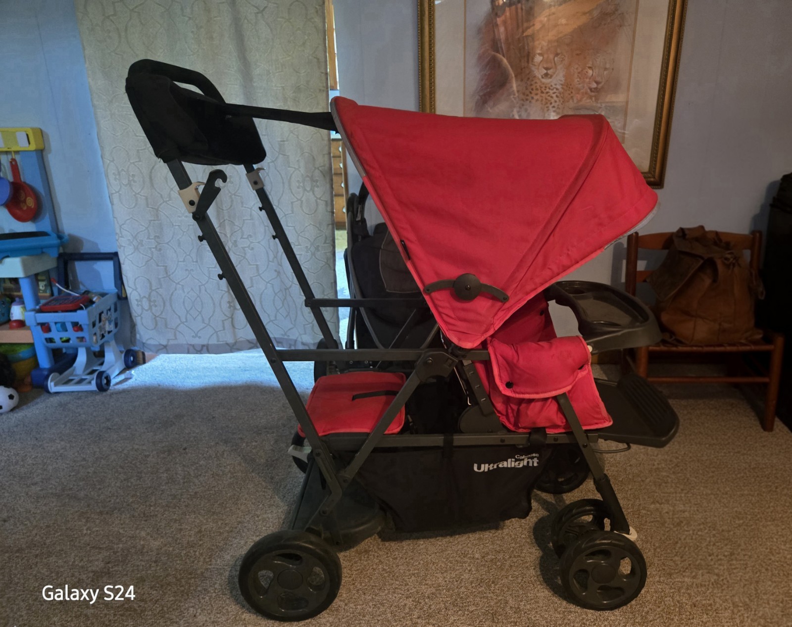 Joovy Caboose Ultralight Sit and Stand Double Stroller Rear Seat Red Light Easy