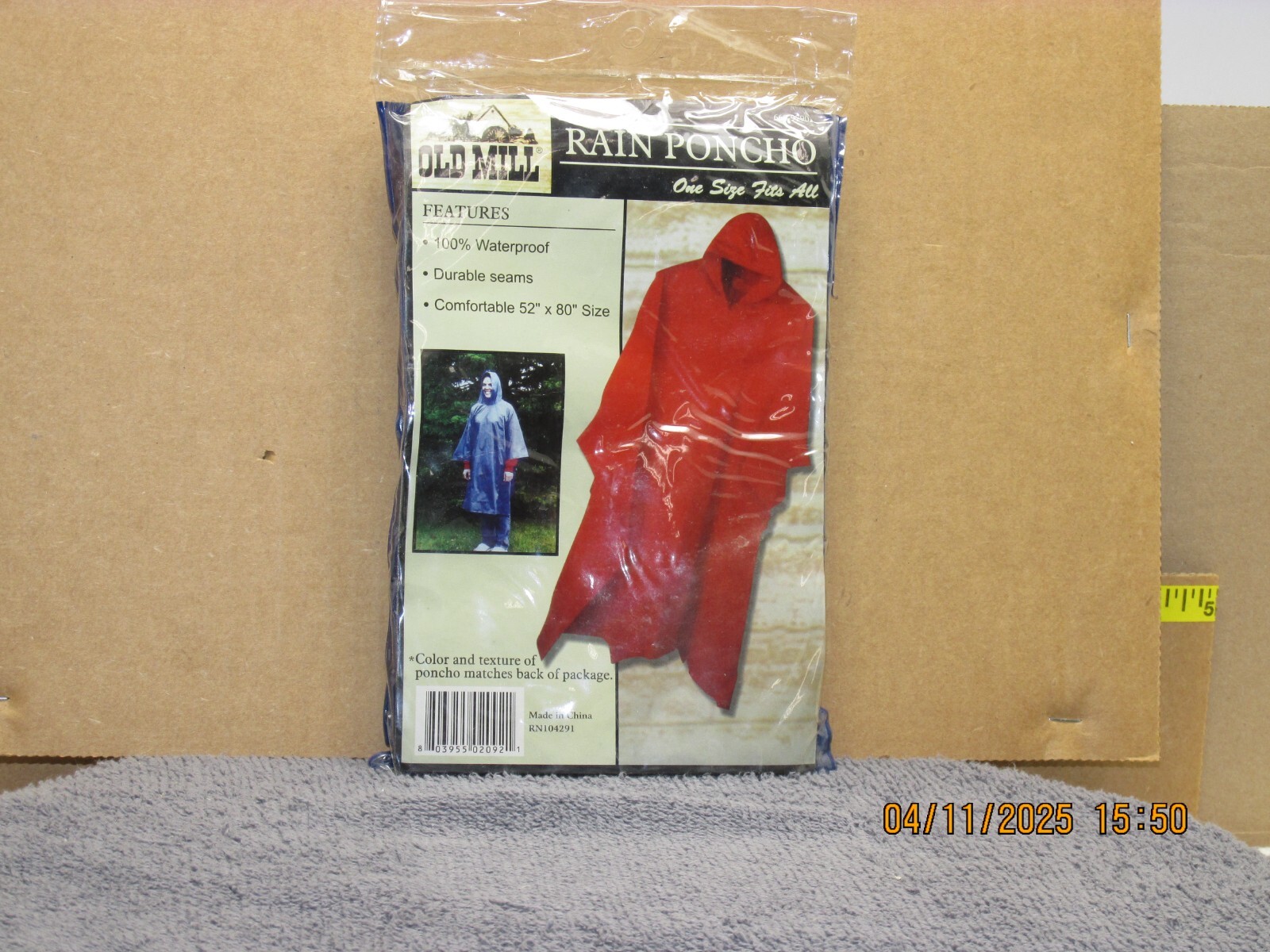 The listing is for:(1)Old Mill New Rain Poncho One Size Fits All 52" x 80" Adult