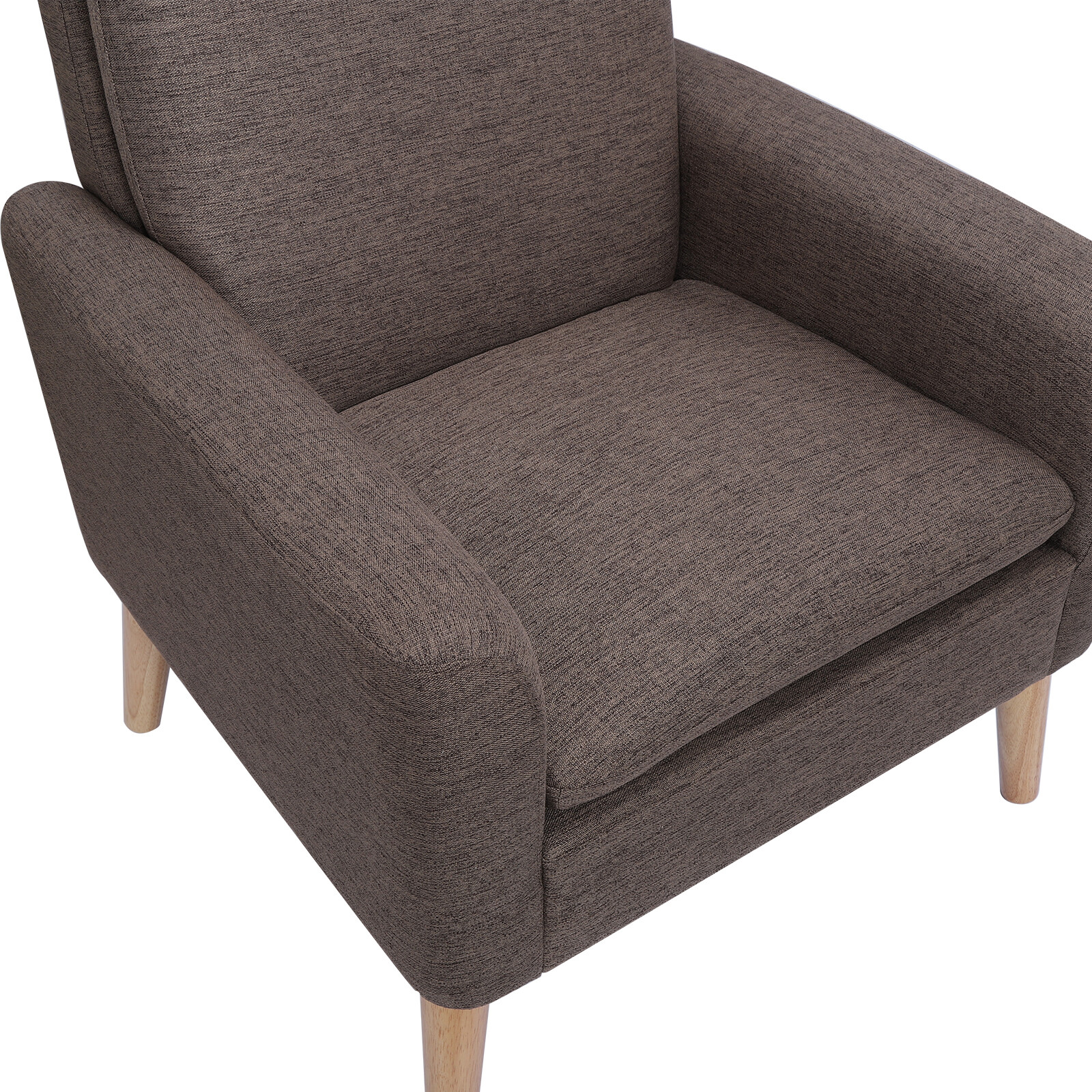 Arm Chair Accent Single Sofa Linen Upholstered Wood Leg Living Room Armrest Sofa