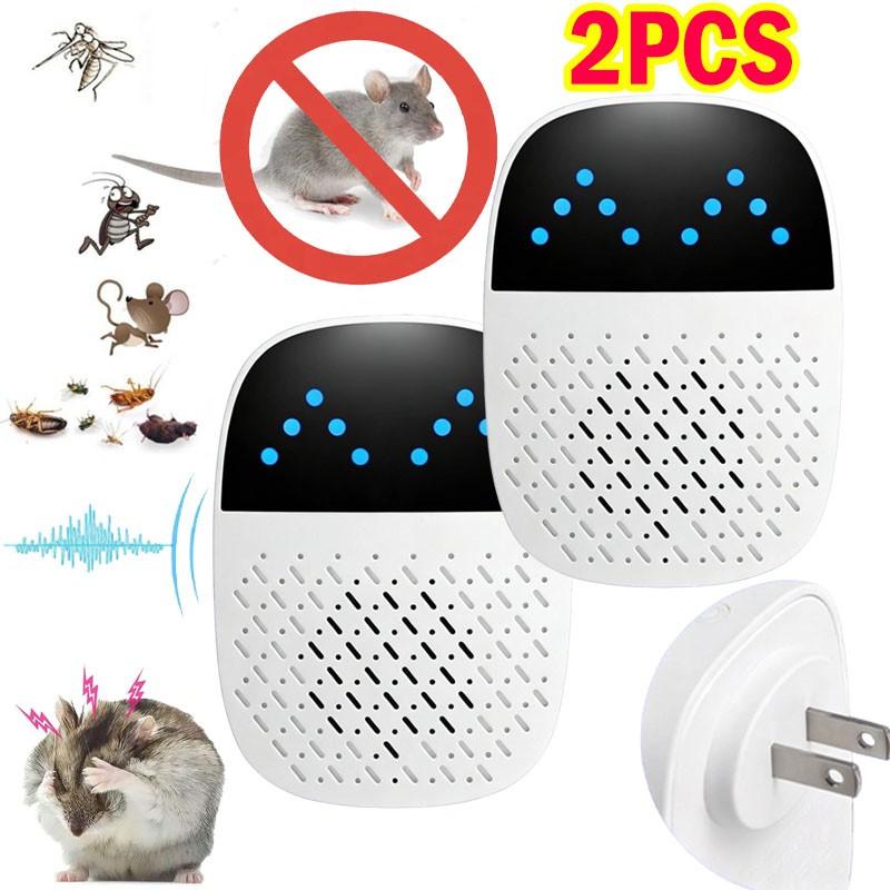 2pcs Ultrasonic Repeller Plug In Electronic Mouse Roach Rodent Repellent Home