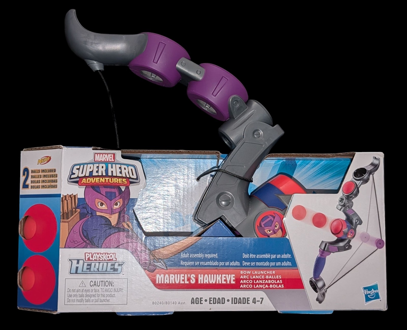 Hasbro Marvel Super Heroes Adventures Hawkeye Bow Ball Blaster