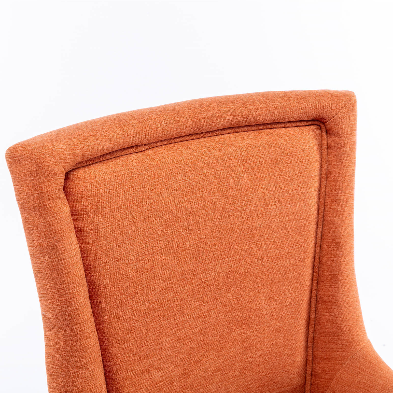 Set of 2 Fabric Dining Room Chairs Kitchen W/Bronze nail head Wooden Legs Orange