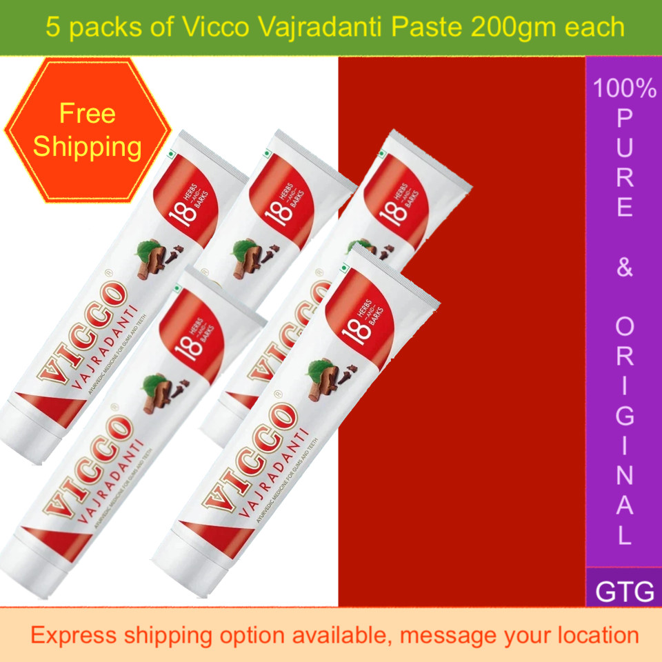 Vicco Vajradanti Ayurvedic Toothpaste | Herbal Toothpaste | gum care | 5 X 200gm