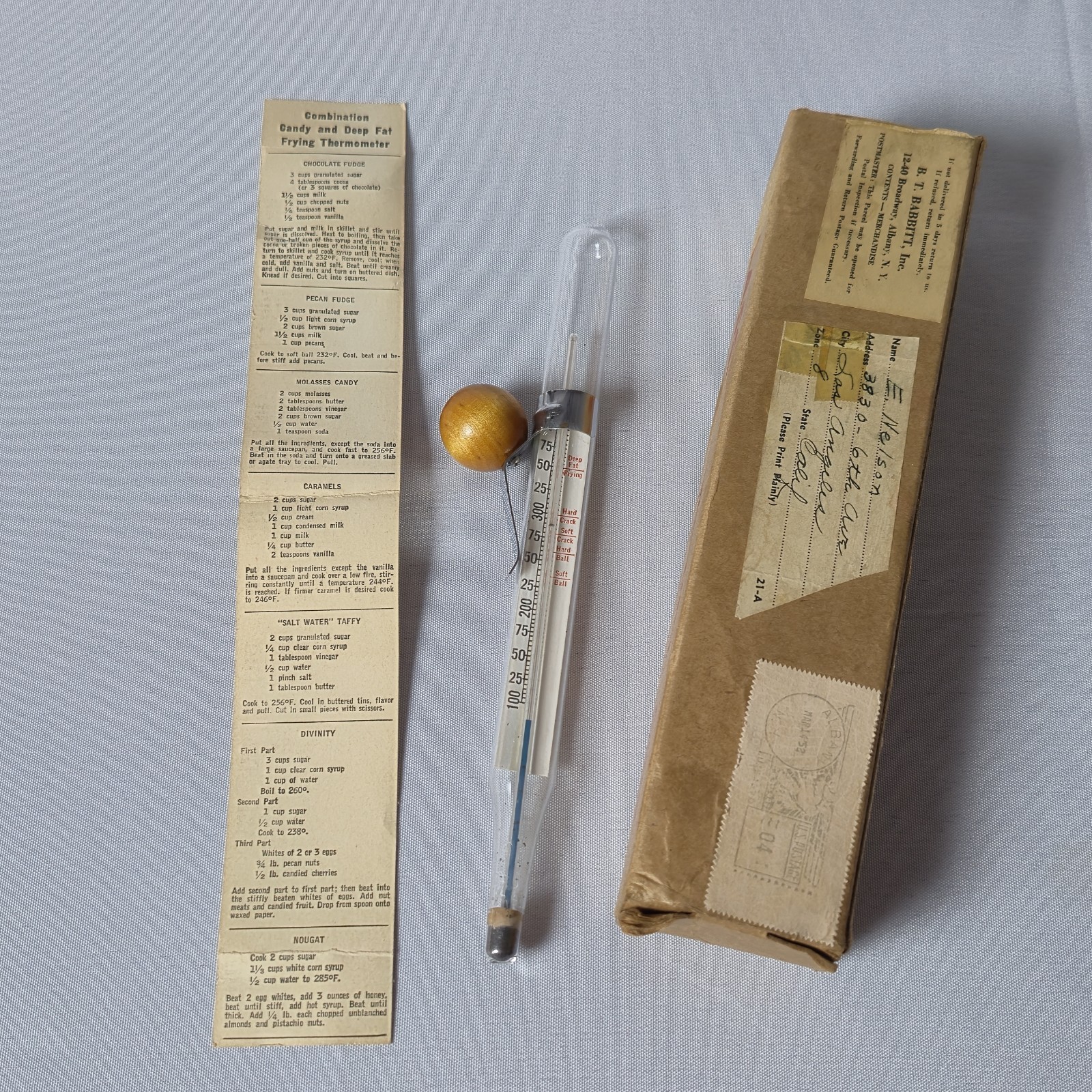 Vintage Chaney Combination Candy Fat Frying Thermometer w/Box & Manual  1950 USA