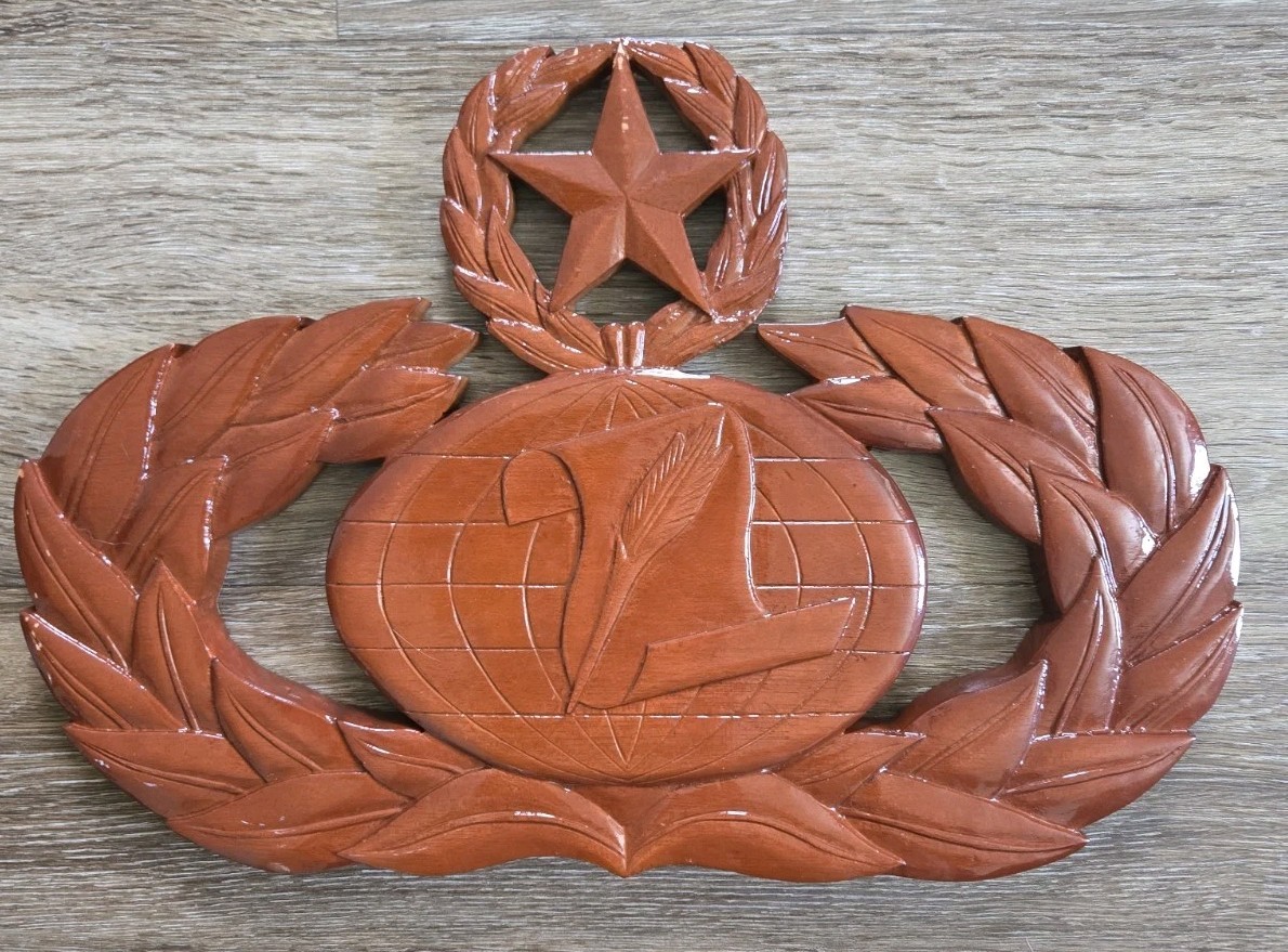 US Air Force Badge Plaque Wall Decor Carved Wood Souvenir Nardo's Philippine