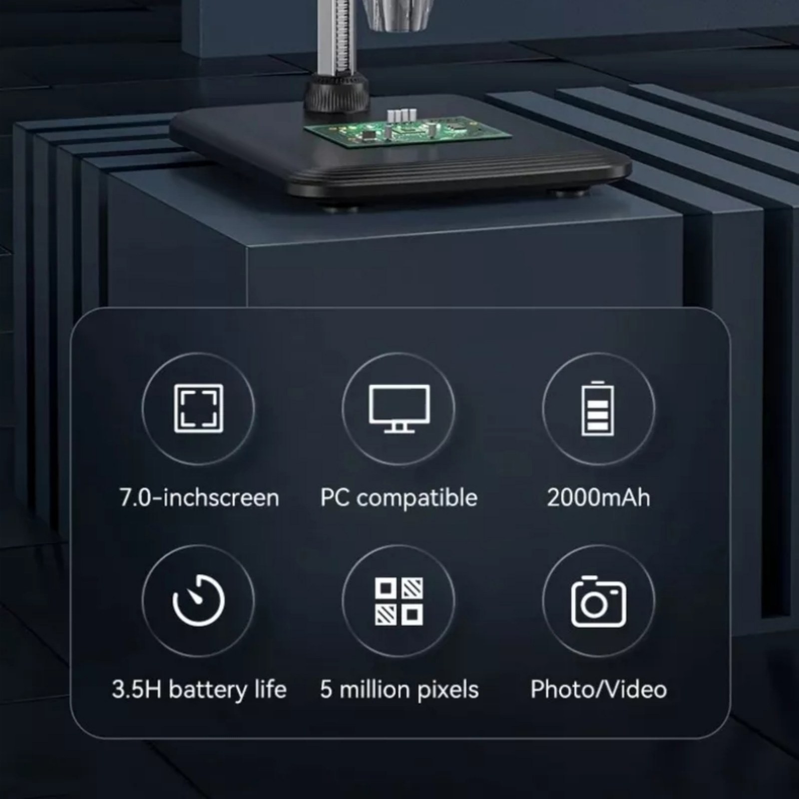 Durable 1200X 1080P Video Focusing Digital Microscope With 7 "IPS Screen