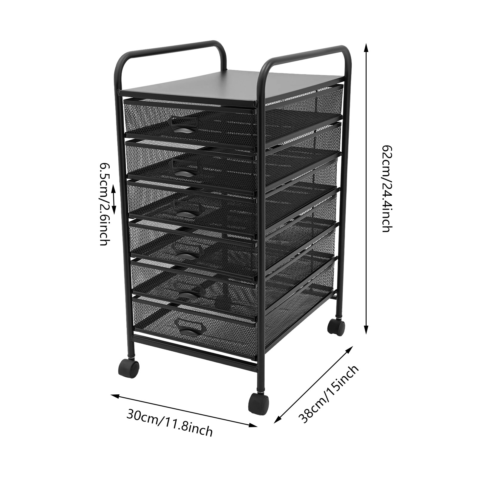 6-Tier File Organizer with Wheels, Modern Desktop Storage Solution 30×38×62cm