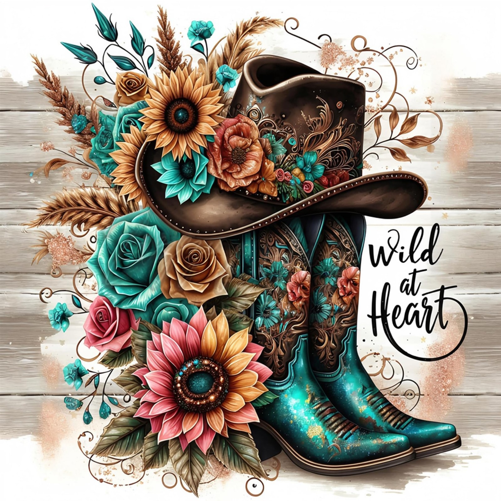 Diamond Art Kits for Adults, 5D DIY Boots Diamond Painting Kits for Beginner, F