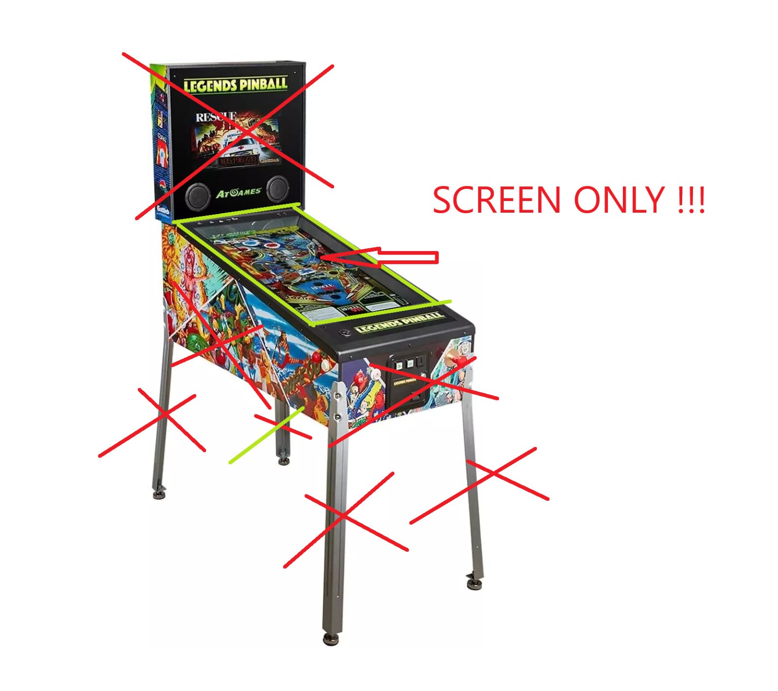 LED Screen Replacement For AtGames Legends Digital Pinball Table