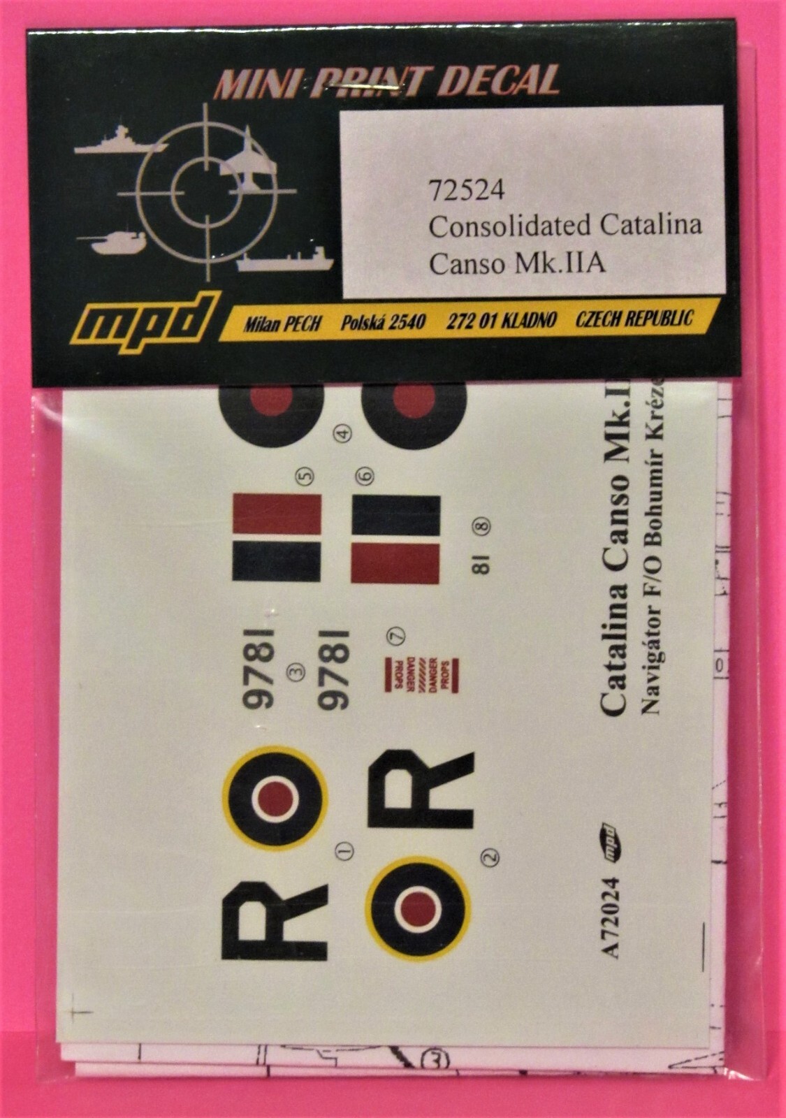MPD Mini Print Decal #72524 Consolidated Catalina Mk.II 1:72 Scale - NIB