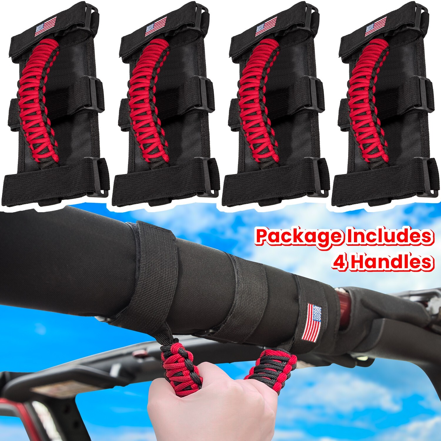 4 x Roll Bar Grab Handles Grip Handle for Jeep Wrangler YJ TJ JK JL Gladiator JT