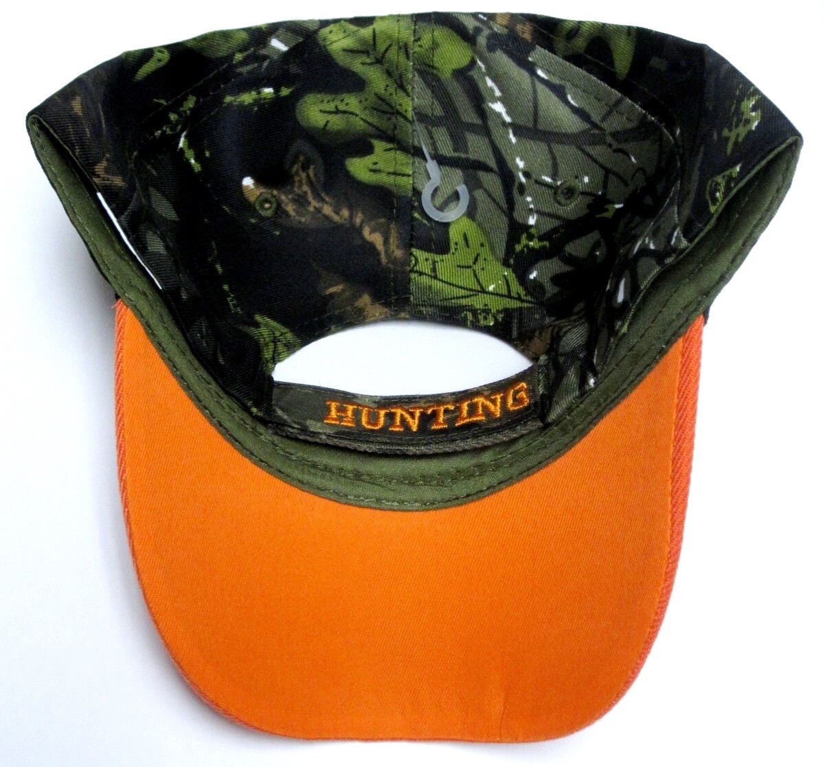 Hunting Deer & Drinking Beer Blaze Orange Bill Camo Hat Cap Hunter Adjustable
