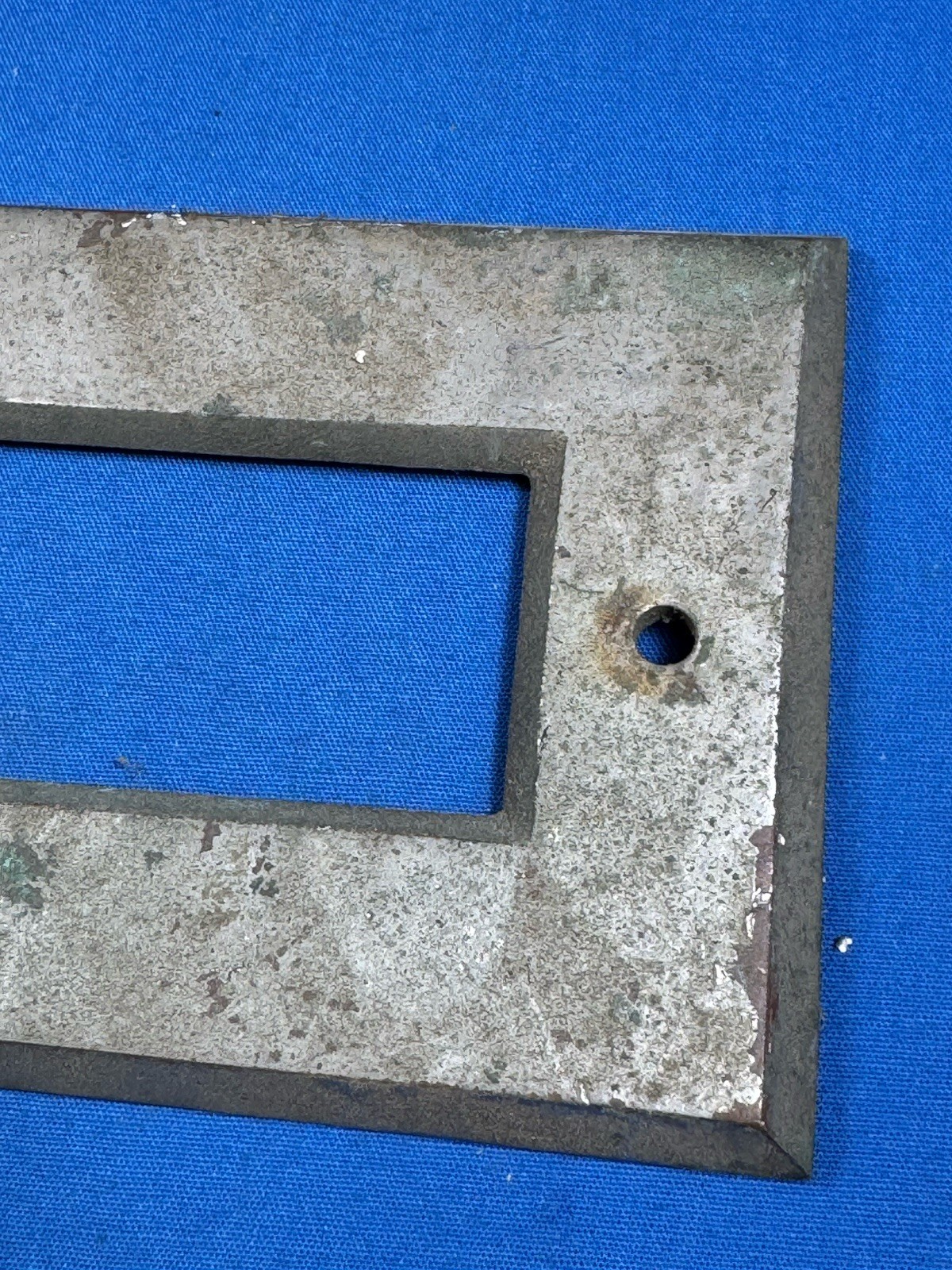 Vintage Brass Door Mail Slot Frame w/ Nickel Plate ~ Opening 5 7/16" x 1"