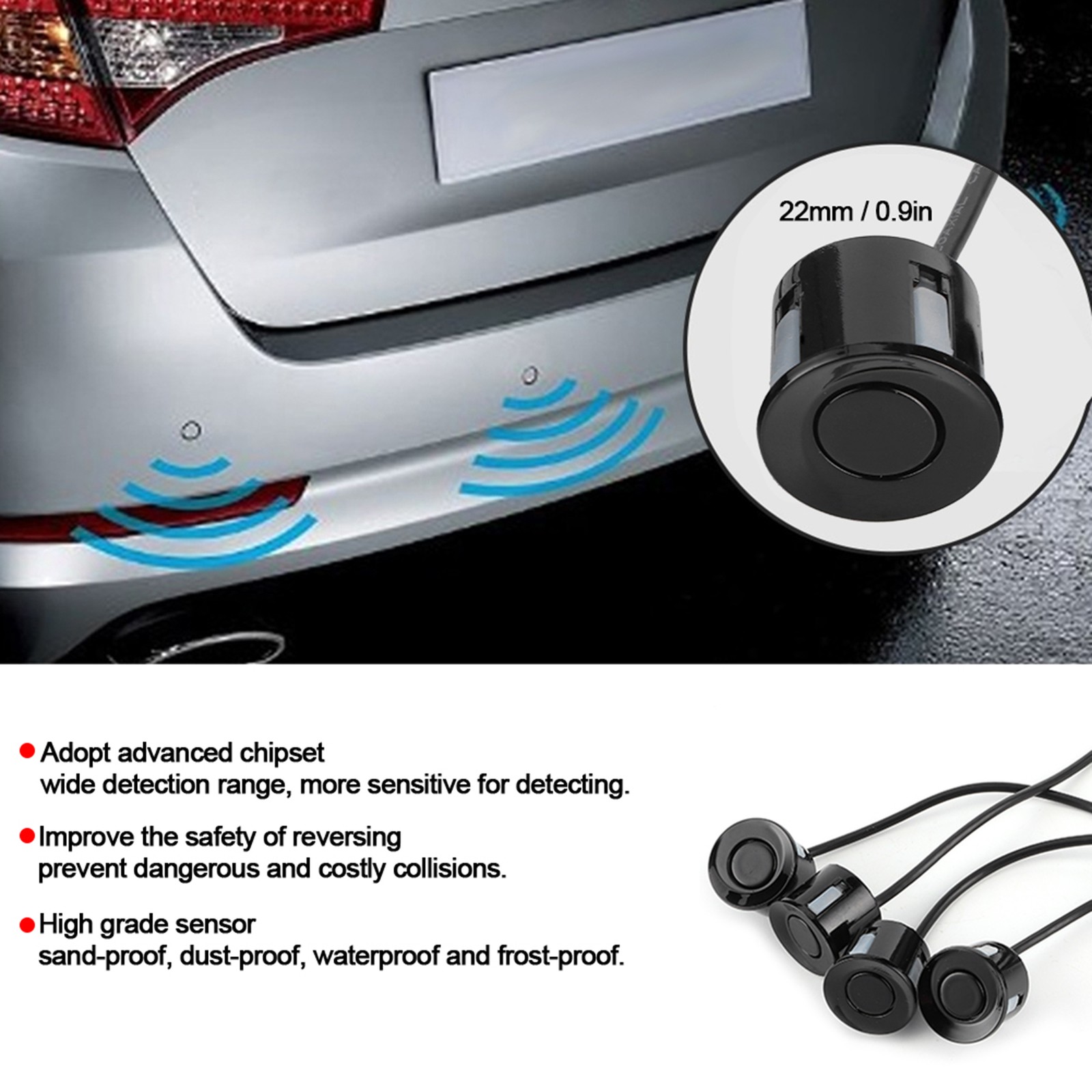 Car Parking Sensor Backup Radar Reversing Assistance Aid Kit With Audio Buzzer