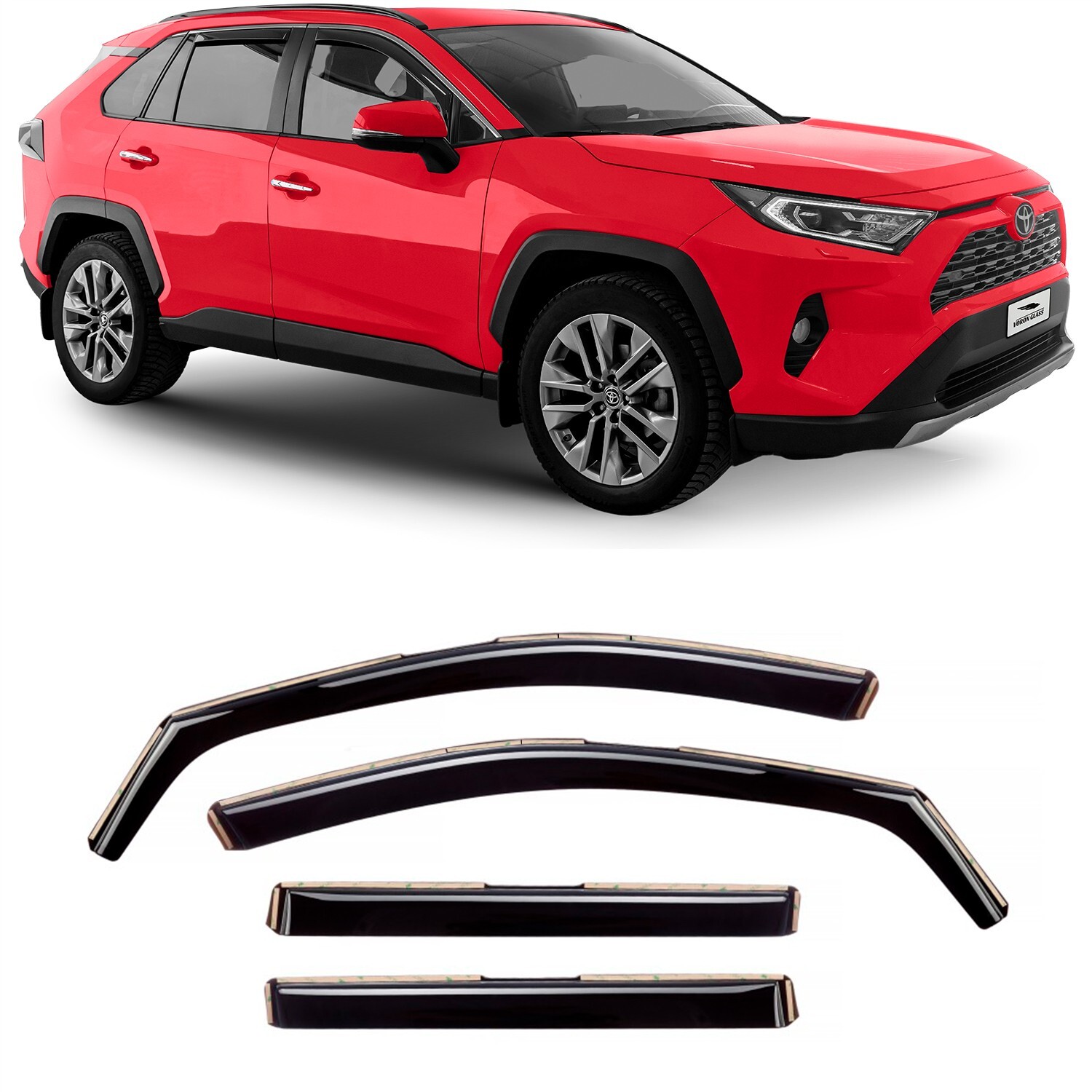 Sun Rain Visors Wind Rain Guards for 2019-2024 Toyota RAV4 SHATTERPROOF