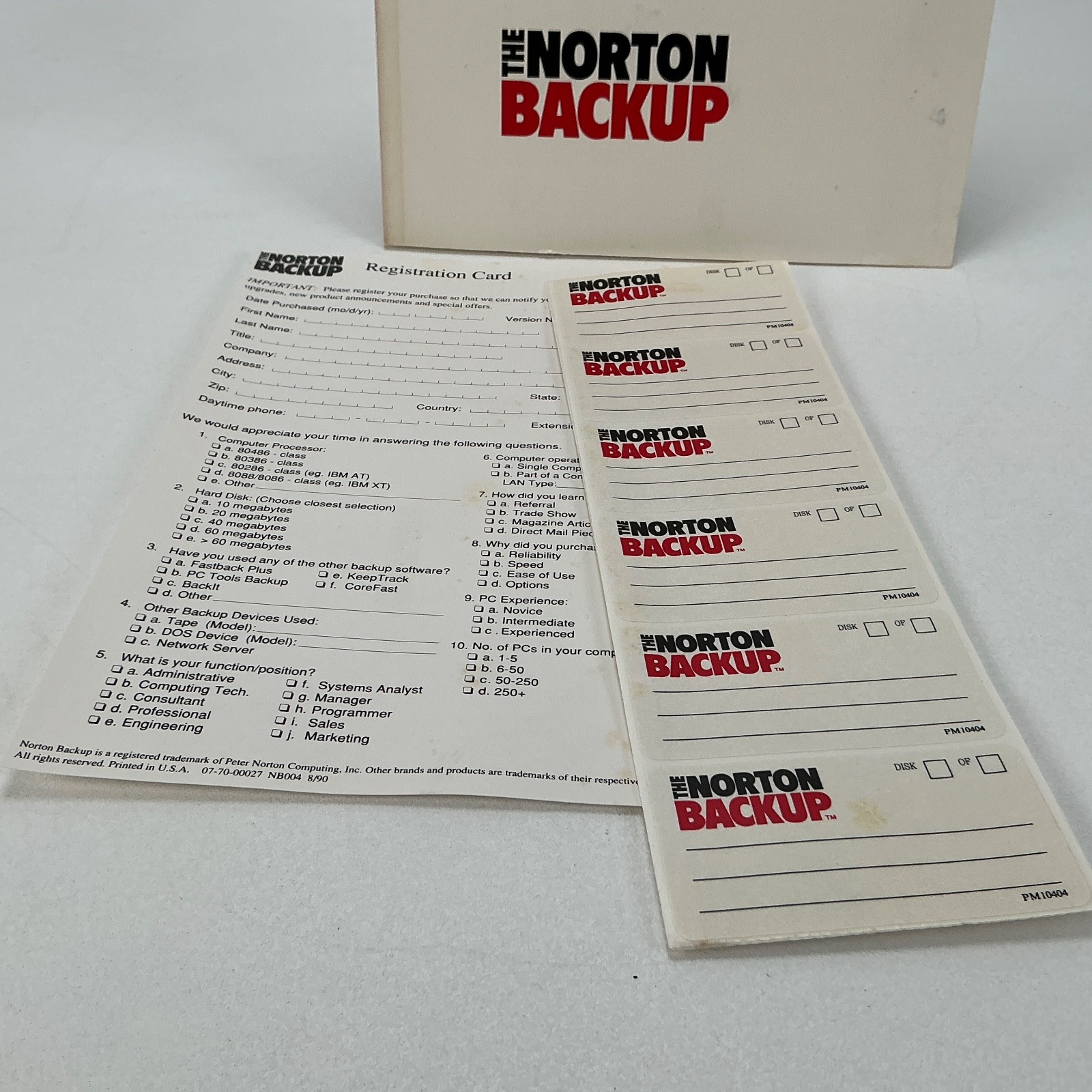 The Norton Backup Vintage Computer Software and Manual for IBM PC