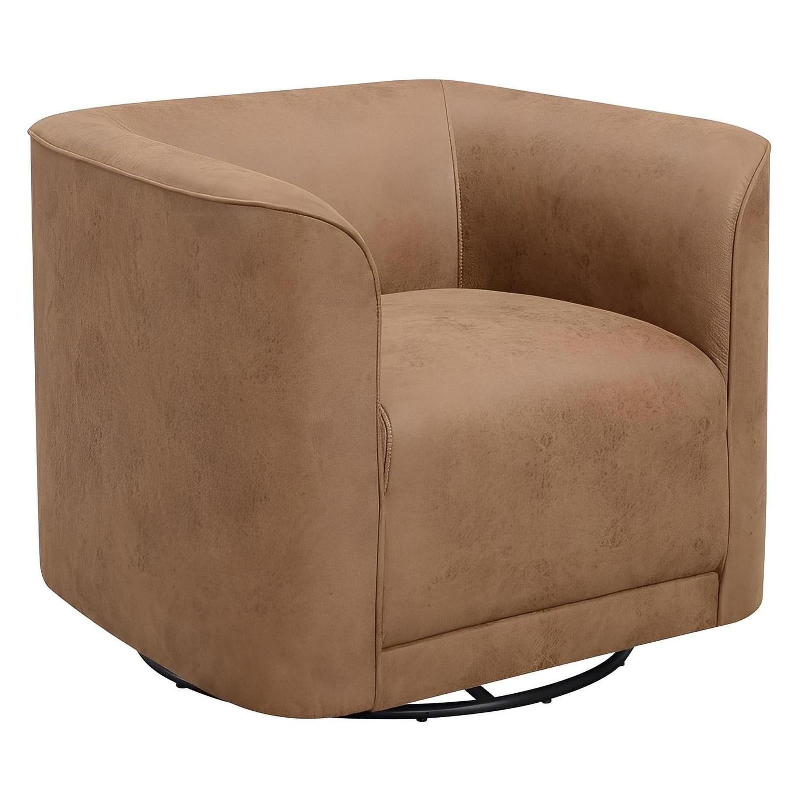 Saddle brown Upholstered Swivel Chair 360-Degree Contemporary Design (2-Pack)