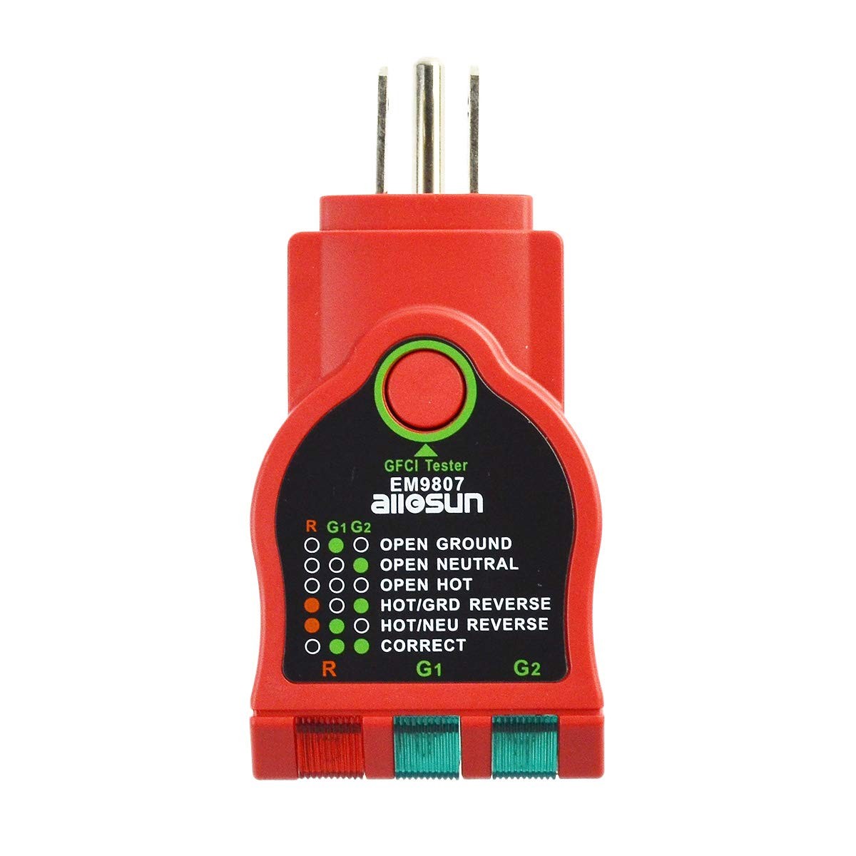 ALLOSUN GFCI Receptacle Tester for North American AC Outlet - 125V RED