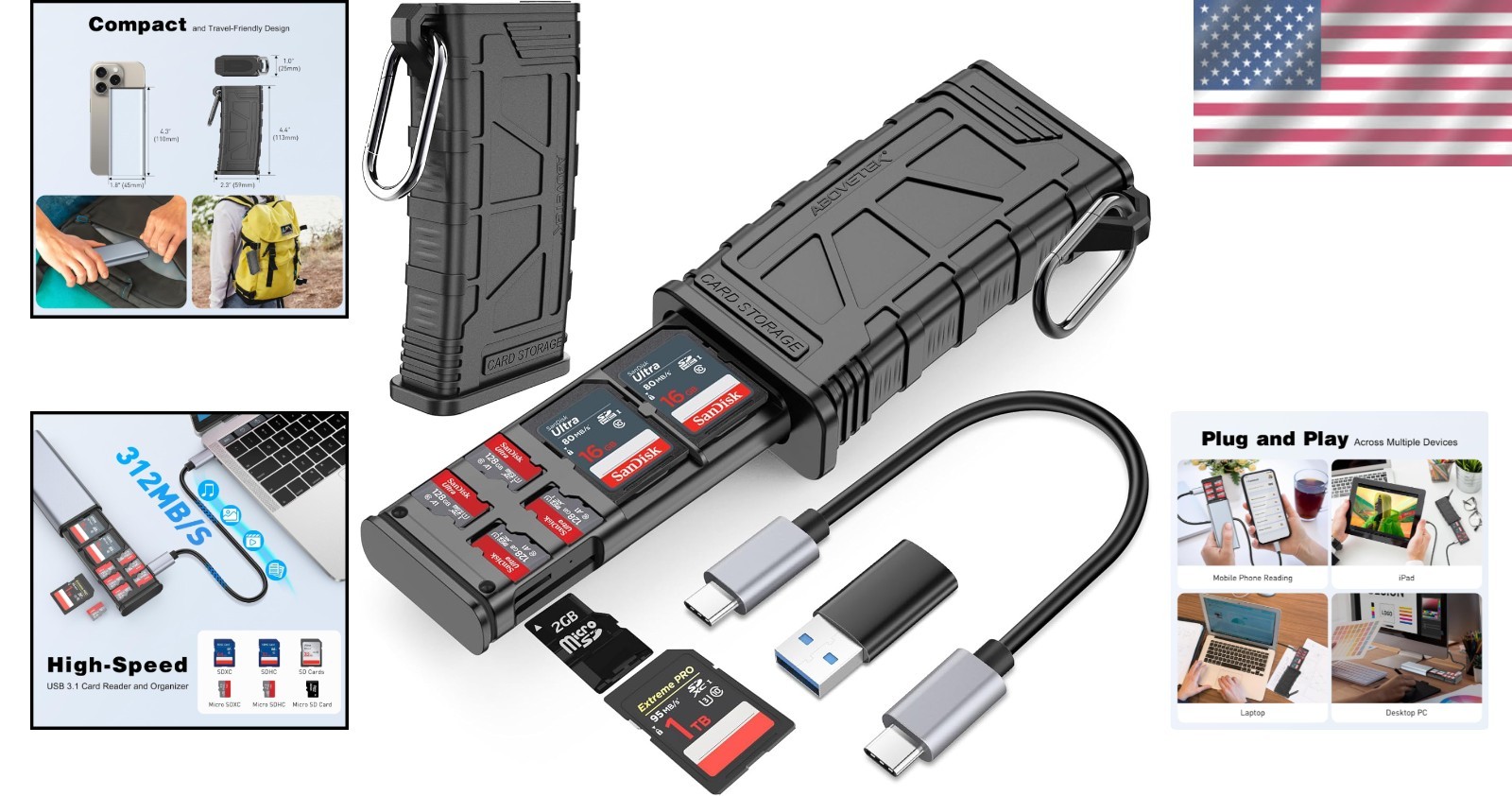 UHS-II SD Card Holder & Reader USB 3.1