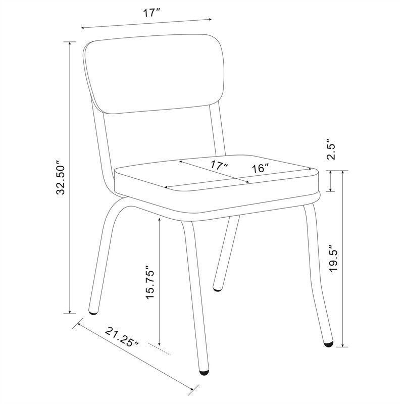 Coaster Retro Dining Side Chair in Black and Chrome (Set of 2)